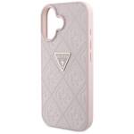 Etui Guess Hot Stamp 4G Pattern Triangle  Metal Logo do iPhone 16 różowy