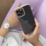 FASHION CASE FOR IPHONE 12 PRO MAX GOLD FRAME GEL COVER WHITE