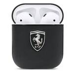 Ferrari FEOA2LEBK AirPods 1/2 cover czarny/black Off Track Genuine Leather