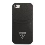 GUESS GUHCI8SATPK IPHONE 7/8 SE 2020/SE 2022 HARDCASE CZARNY/BLACK HARDCASE SAFFIANO TRIANGLE LOGO CARDSLOT