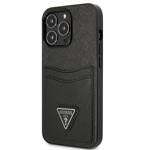 GUESS GUHCP13LSATPK IPHONE 13 PRO / 13 6.1 "BLACK / BLACK HARDCASE SAFFIANOTRIANGLE CARDSLOT LOGO