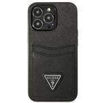 GUESS GUHCP13LSATPK IPHONE 13 PRO / 13 6.1 "BLACK / BLACK HARDCASE SAFFIANOTRIANGLE CARDSLOT LOGO