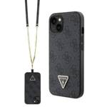 GUESS GUHCP13MP4TDSCPK IPHONE 13/14/15 6.1 "BLACK / BLACK HARDCASE CROSSBODY 4G METAL LOGO