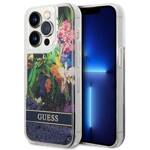 GUESS GUHCP14LLFLSB IPHONE 14 PRO 6.1 "BLUE/BLUE HARDCASE FLOWER LIQUID GLITTER