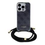 GUESS GUHCP15LHC4SEK IPHONE 15 PRO 6.1 "BLACK/BLACK HARDCASE CROSSBODY CORD 4G PRINT