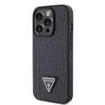 GUESS GUHCP15LPCRONCK IPHONE 15 PRO 6.1 "BLACK/BLACK HARDCASE CROCO TRIANGLE METAL LOGO