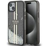 GUESS GUHCP15SLFCSEGK IPHONE 15/14/13 6.1 "BLACK / BLACK HARDCASE LIQUID GLITTER GOLD STRIPES