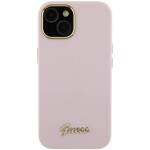 GUESS GUHCP15SSMBSLP IPHONE 15/14/13 6.1 "PINK / PINK HARDCASE SILICONE SCRIPT METAL LOGO & FRAME