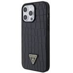 GUESS GUHCP15XPCRTHCK IPHONE 15 PRO MAX 6.7 "BLACK/BLACK HARDCASE CROCO TRIANGLE METAL LOGO