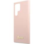 GUESS GUHCS23LLSLMGPP S23 ULTRA S918 PINK/PINK HARDCASE SILICONE SCRIPT METAL LOGO