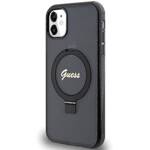 GUESS GUHMN61HRSGSK IPHONE 11 / XR 6.1 "BLACK / BLACK HARDCASE RING STAND SCRIPT GLITTER MAGSAFE