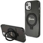 GUESS GUHMP13MHRSGSK IPHONE 13/14/15 6.1 "BLACK / BLACK HARDCASE RING STAND SCRIPT GLITTER MAGSAFE