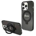 GUESS GUHMP13XHRSGSK IPHONE 13 PRO MAX 6.7 "BLACK/BLACK HARDCASE RING STAND SCRIPT GLITTER MAGSAFE