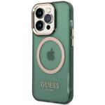 GUESS GUHMP14LHTCMA IPHONE 14 PRO 6.1 "GREEN/KHAKI HARD CASE GOLD OUTLINE TRANSLUENT MAGSAFE