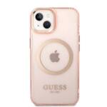 GUESS GUHMP14SHTCMP IPHONE 14/15/13 6.1 "PINK / PINK HARD CASE GOLD OUTLINE TRANSLUENT MAGSAFE