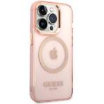 GUESS GUHMP14XHTCMP IPHONE 14 PRO MAX 6.7 "PINK/PINK HARD CASE GOLD OUTLINE TRANSLUENT MAGSAFE