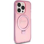 GUESS GUHMP15LHRSGSP IPHONE 15 PRO 6.1 "PINK/PINK HARDCASE RING STAND SCRIPT GLITTER MAGSAFE