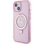 GUESS GUHMP15SHRSGSP IPHONE 15/14/13 6.1 "PINK / PINK HARDCASE RING STAND SCRIPT GLITTER MAGSAFE