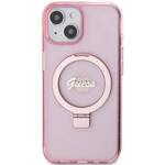 GUESS GUHMP15SHRSGSP IPHONE 15/14/13 6.1 "PINK / PINK HARDCASE RING STAND SCRIPT GLITTER MAGSAFE