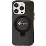 GUESS GUHMP15XHRSGSK IPHONE 15 PRO MAX 6.7 "BLACK/BLACK HARDCASE RING STAND SCRIPT GLITTER MAGSAFE