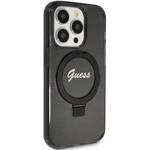 GUESS GUHMP15XHRSGSK IPHONE 15 PRO MAX 6.7 "BLACK/BLACK HARDCASE RING STAND SCRIPT GLITTER MAGSAFE