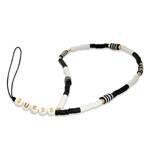 GUESS GUSTBCKH PHONE STRAP STRAP BLACK-BIAŁA/BLACK-WHITE HEISHI BEADS