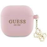 Guess GUA4LECG4P AirPods 4 cover          różowy/pink Silicone 4G Charm