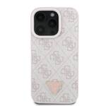 Guess GUHCP16LP4TDPP iPhone 16 Pro 6.3" różowy/pink hardcase Leather 4G Triangle Strass MagSafe