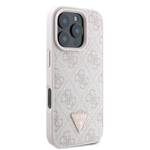 Guess GUHCP16LP4TDPP iPhone 16 Pro 6.3" różowy/pink hardcase Leather 4G Triangle Strass MagSafe