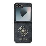 Guess GUHCZF64GMGGR Z Flip6 F741 czarny/black Leather 4G Metal Logo