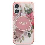 Guess GUHMP16SHFWBDCEP iPhone 16 6.1" różowy/pink hardcase IML Flower & Tonal Circle MagSafe