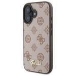 Guess GUHMP16SPGPYSW iPhone 16 brązowy/brown HC MagSafe PU Peony Script