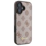 Guess GUHMP16SPGPYSW iPhone 16 brązowy/brown HC MagSafe PU Peony Script