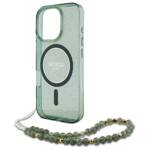 Guess GUHMP16XHGCRELSA iPhone 16 Pro Max 6.9" zielony/green hardcase hardcase IML Glitter With Pearl Strap MagSafe