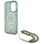 Guess GUHMP16XHGCRELSA iPhone 16 Pro Max 6.9" zielony/green hardcase hardcase IML Glitter With Pearl Strap MagSafe