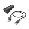 HAMA QUICK CHARGE 3A CAR CHARGER + TYPE-C CABLE 1.5M