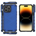 HONEYCOMB CASE FOR IPHONE 14 PRO MAX ARMORED HYBRID COVER BLUE