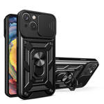 HYBRID ARMOR CAMSHIELD CASE FOR IPHONE 14 PLUS ARMORED CASE WITH CAMERA COVER BLACK