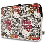 Hello Kitty Sleeve HKCSZPDGPTE 14" beżowy/beige Zip PU Tags Graffiti