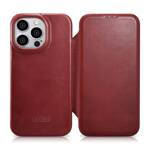 ICARER CE OIL WAX PREMIUM LEATHER FOLIO CASE LEATHER CASE IPHONE 14 PRO MAGNETIC FLIP MAGSAFE RED (AKI14220706-RD)