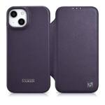 ICARER CE PREMIUM LEATHER FOLIO CASE IPHONE 14 MAGNETIC FLIP LEATHER FOLIO CASE MAGSAFE DARK PURPLE (WMI14220713-DP)