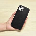 ICARER OIL WAX PREMIUM LEATHER CASE IPHONE 14 MAGNETIC LEATHER CASE WITH MAGSAFE BLACK (WMI14220701-BK)