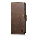 ICARER OIL WAX WALLET CASE 2IN1 COVER IPHONE 14 PRO ANTI-RFID LEATHER FLIP CASE BROWN (WMI14220722-BN)