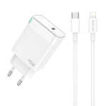 JELLICO wall charger C105 GaN PD 45W 1xUSB-C + cable USB-C - Lightning White