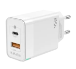 JELLICO wall charger C107 GaN PD 45W 1xUSB-C + 1xUSB QC3.0 White