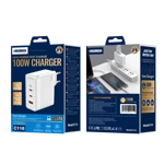 JELLICO wall charger C118 GaN PD 100W 2xUSB-C + 1xUSB QC3.0 White