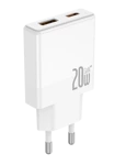 JELLICO wall charger EU57 PD 20W 1xUSB-C + 1xUSB QC3.0 White