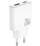 JELLICO wall charger EU57 PD 20W 1xUSB-C + 1xUSB QC3.0 + cable USB-C - Lightning White