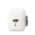 KARL LAGERFELD KLA2RUNIKH AIRPODS 1/2 COVER WHITE/WHITE SILICONE KARL HEAD 3D