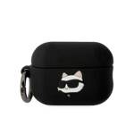 KARL LAGERFELD KLAP2RUNCHK AIRPODS PRO 2 (2022/2023) COVER BLACK/BLACK SILICONE CHUPETTE HEAD 3D